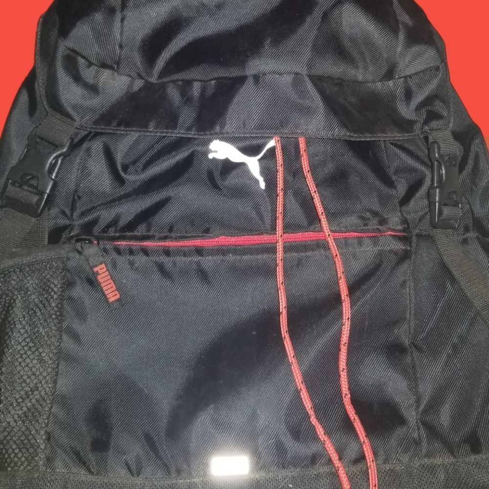 Puma Backpack Black and Red Drawstring and Zippers - Picture 4 of 9